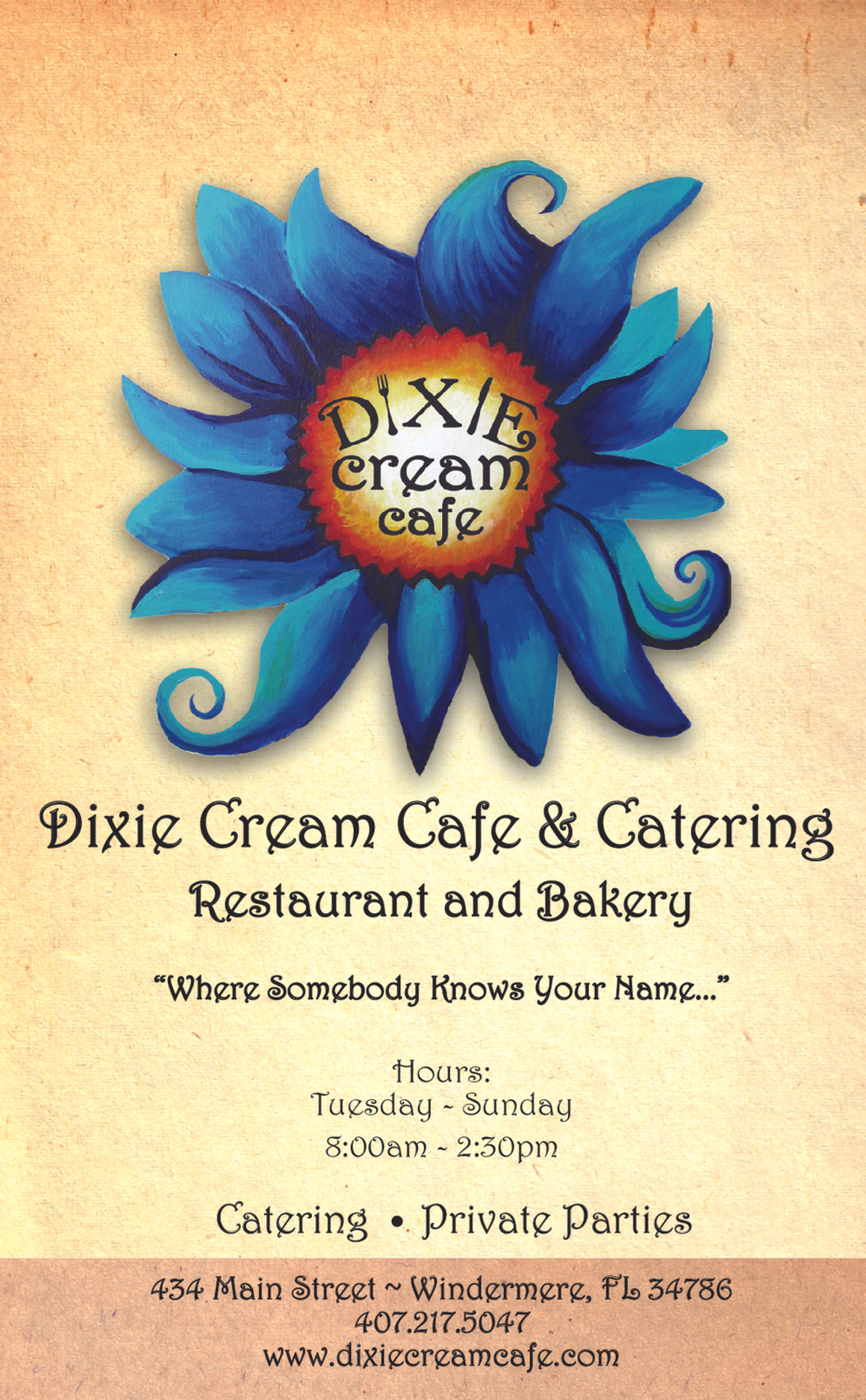 Dixie Cream Cafe menu cover